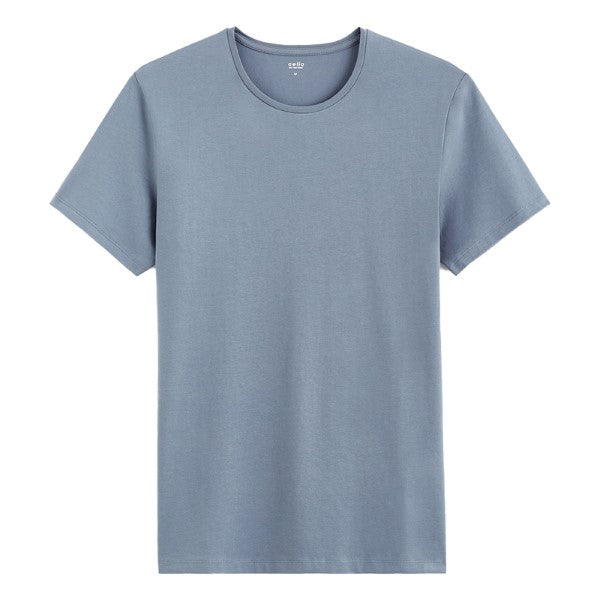 CELIO Slim Round-Neck T-Shirt In Stretch Cotton