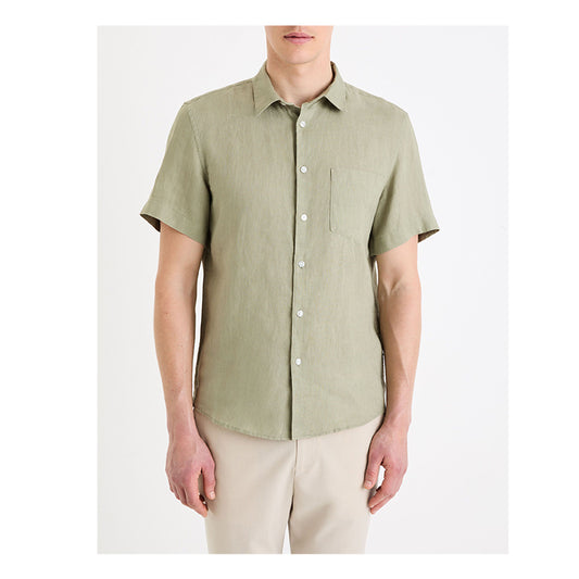 Regular 100% Linen Shirt - Sage Green