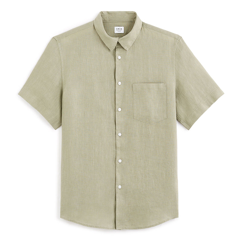 Regular 100% Linen Shirt - Sage Green