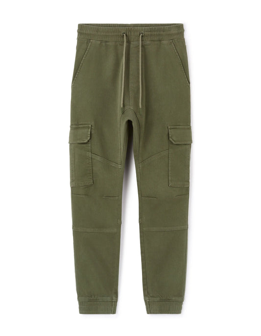 Slim Stretch Cotton Cargo Pants - Khaki