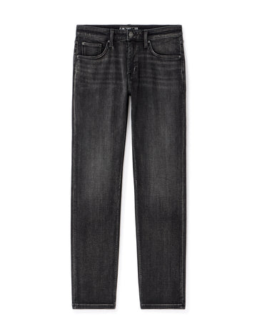 C.35 straight stretch knit 3-length jeans - black