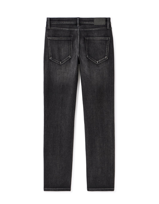 C.35 straight stretch knit 3-length jeans - black