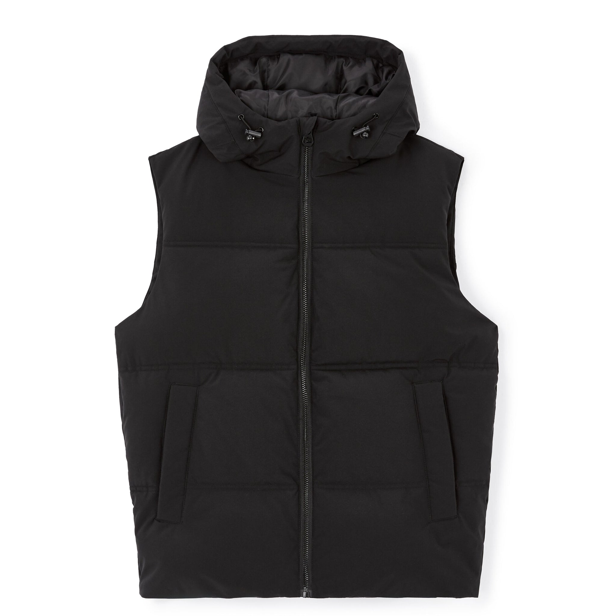Warm sleeveless hooded down jacket - black