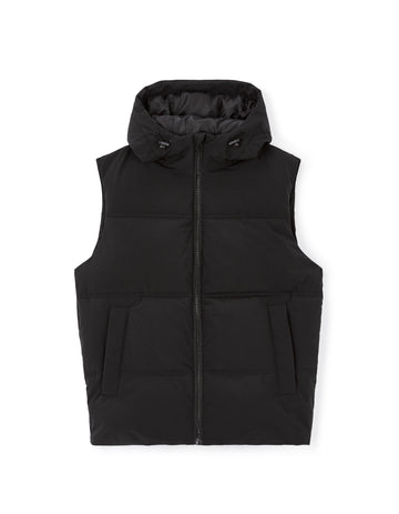 Warm sleeveless hooded down jacket - black