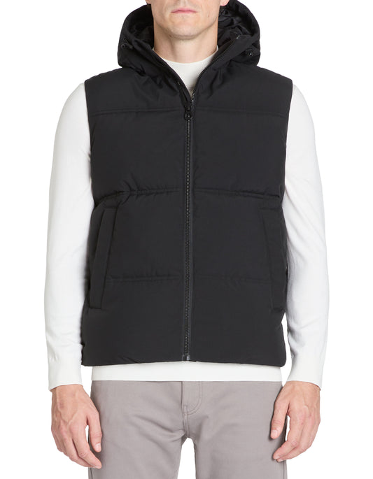 Warm sleeveless hooded down jacket - black