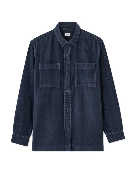 100% Cotton Corduroy Overshirt - Navy