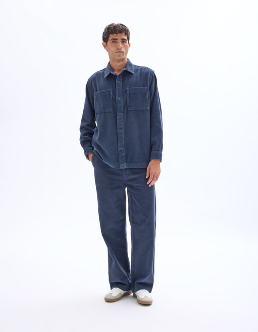 100% Cotton Corduroy Overshirt - Navy