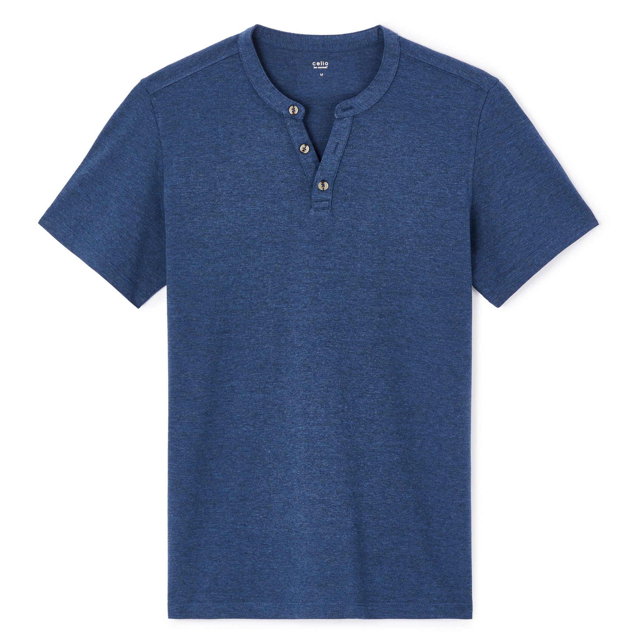 Straight Cut Henley Mixed T-Shirt