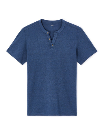 Straight Cut Henley Mixed T-Shirt