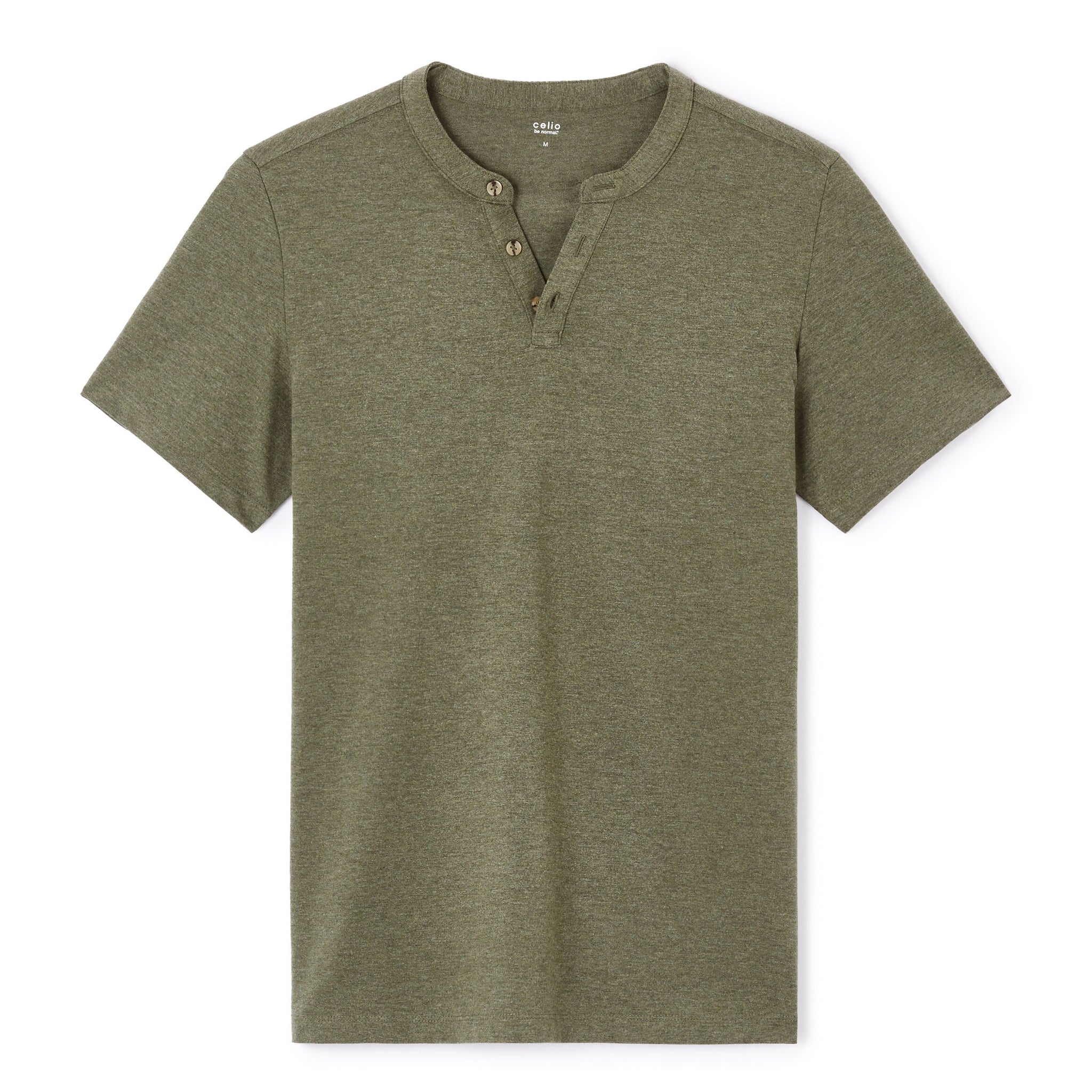 Straight Cut Henley Mixed T-Shirt