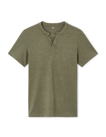 Straight Cut Henley Mixed T-Shirt