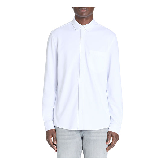 Regular Stretch Cotton Pique Shirt - White
