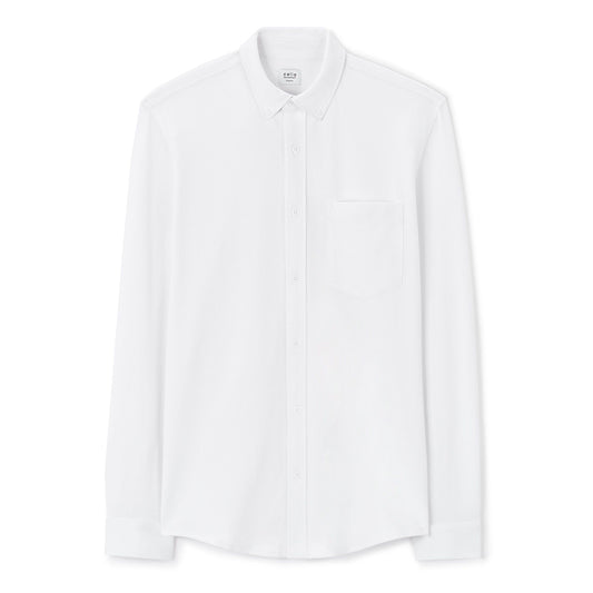 Regular Stretch Cotton Pique Shirt - White