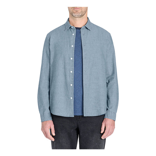 Regular-Fit 100% Cotton Chambray Shirt - Blue