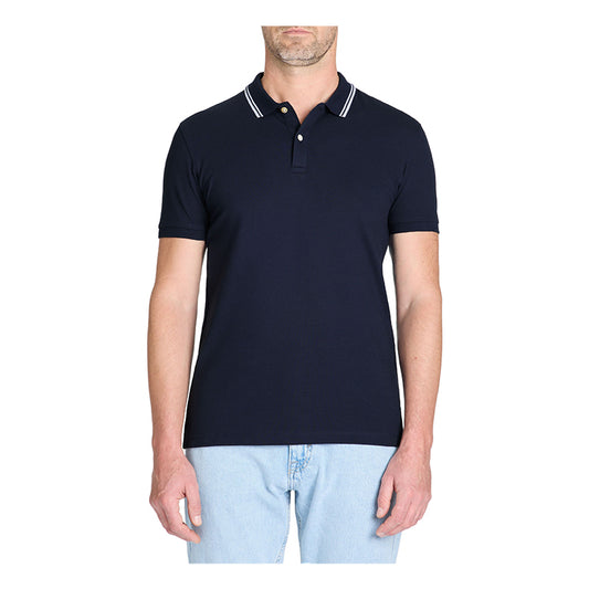 Slim Stretch Cotton Polo Shirt - Navy