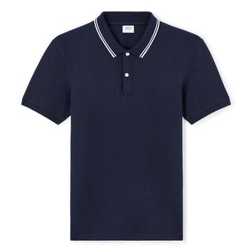 Slim Stretch Cotton Polo Shirt - Navy