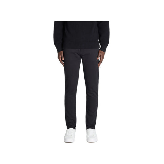 100% Stretch Cotton Slim Pants - Black