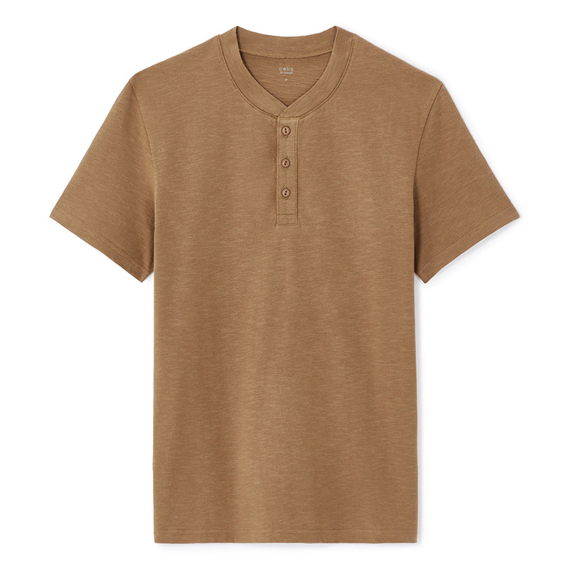 100% Cotton Straight Neck T-Shirt - Brown