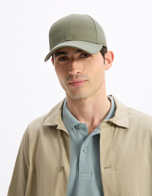 Plain 100% cotton cap - khaki