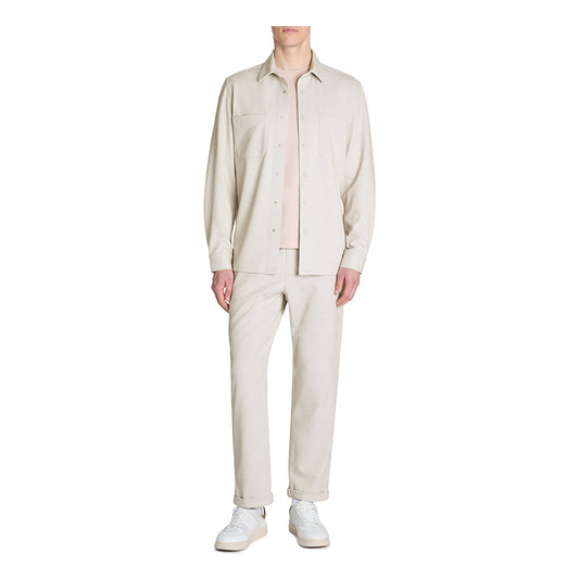 Textured 2-Pocket Overshirt - Beige
