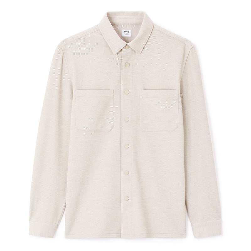 Textured 2-Pocket Overshirt - Beige