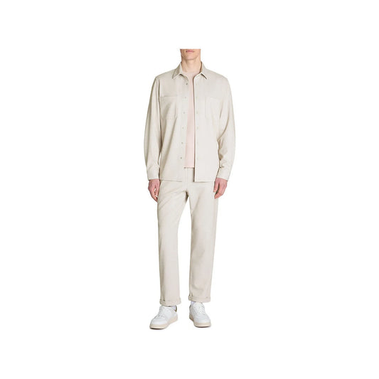 Textured 2-Pocket Overshirt - Beige
