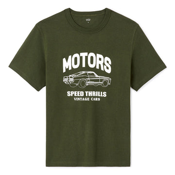 Boxy Round Neck T-Shirt 100% Cotton - Green