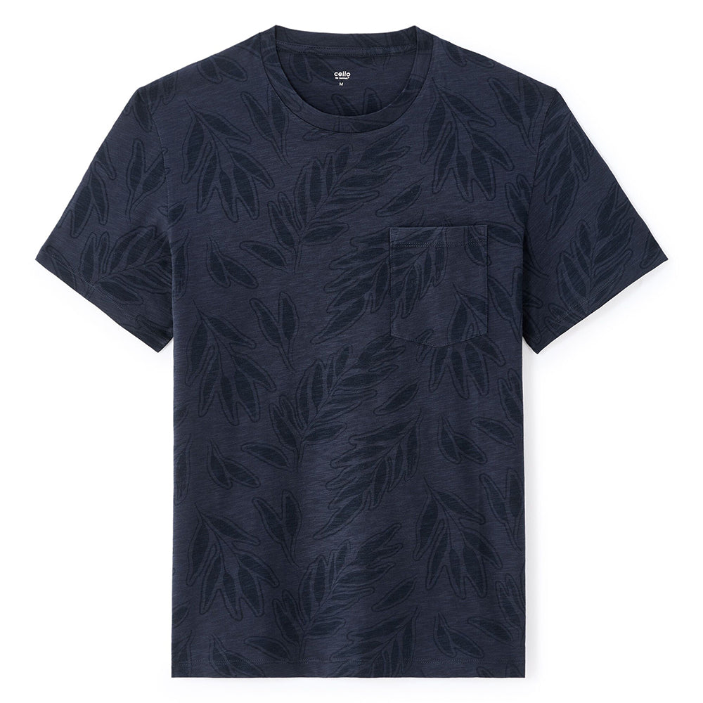 Straight Round Neck T-Shirt 100% Cotton - Navy