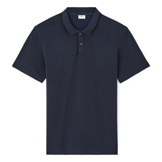 Regular Cotton Blend Polo Shirt - Navy