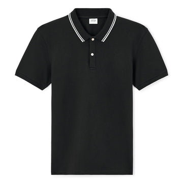 Slim Stretch Cotton Polo Shirt - Black