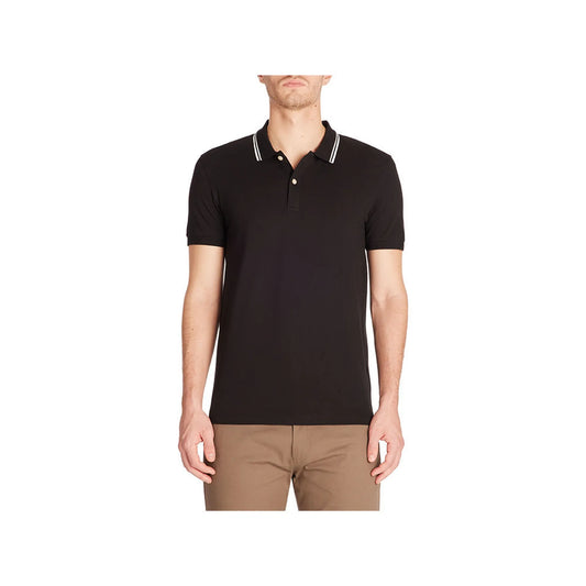 Slim Stretch Cotton Polo Shirt - Black