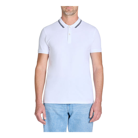 Slim Stretch Cotton Polo Shirt - White