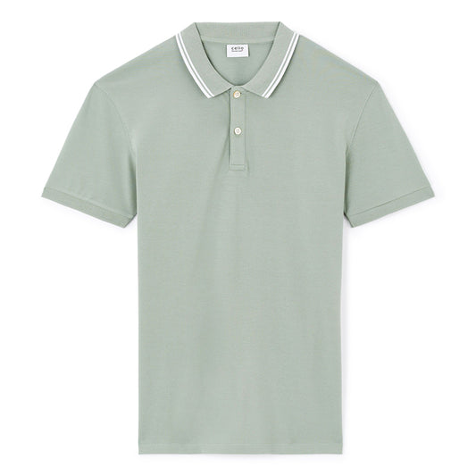 Slim Stretch Cotton Polo Shirt - Gray