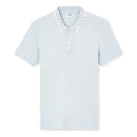 Slim Stretch Cotton Polo Shirt - Light Blue
