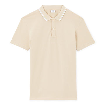 Slim Stretch Cotton Polo Shirt - Beige