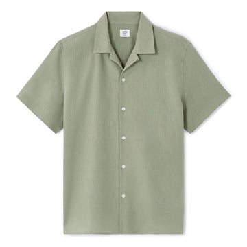 Regular Linen And Cotton Shirt - Sage Green