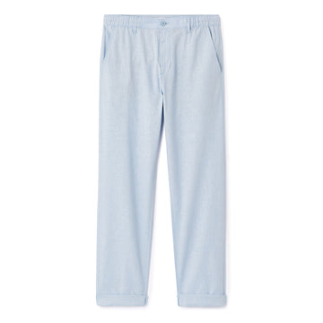 Linen And Cotton Straight Pants - Light Blue