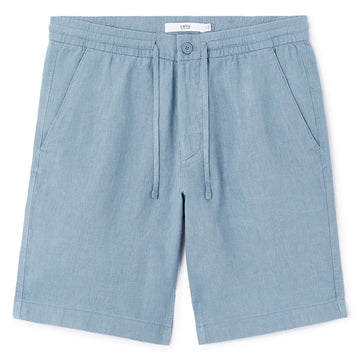 100% Linen Bermuda Shorts - Blue