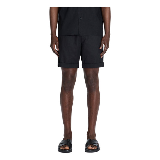 Linen And Cotton Bermuda Shorts - Black