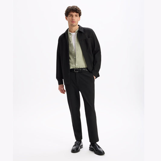 Regular-Fit 100% Linen Mandarin Collar Shirt - Sage Green