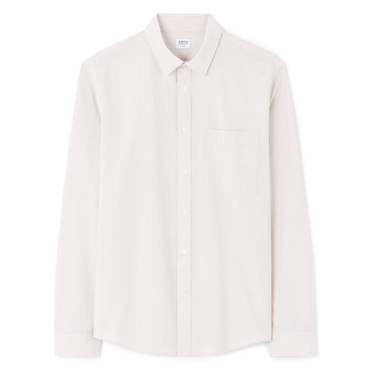 Regular Striped Shirt 100% Cotton - Beige