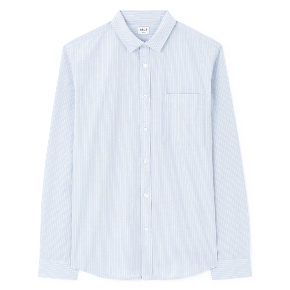 Regular Striped Shirt 100% Cotton - Blue