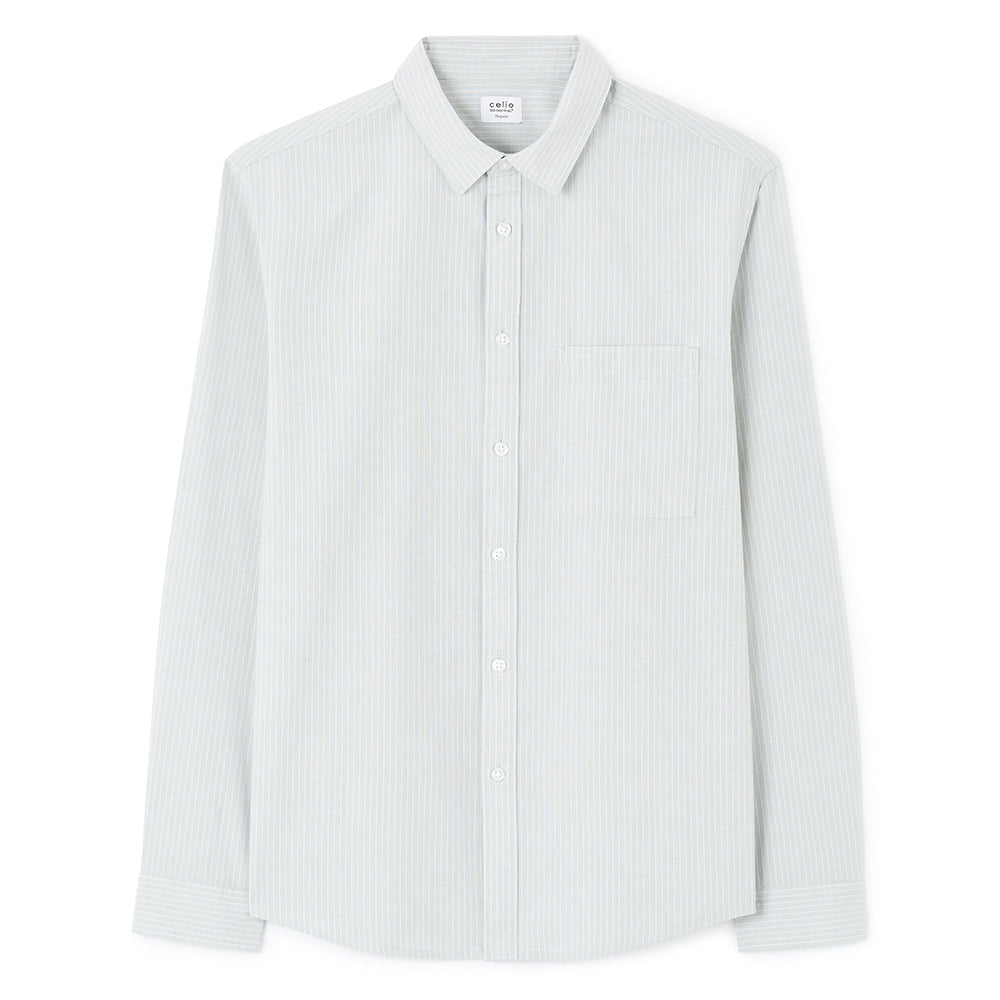 Regular Striped Shirt 100% Cotton - Green