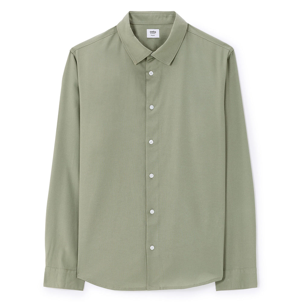 Regular-Fit Viscose Cotton Shirt - Khaki