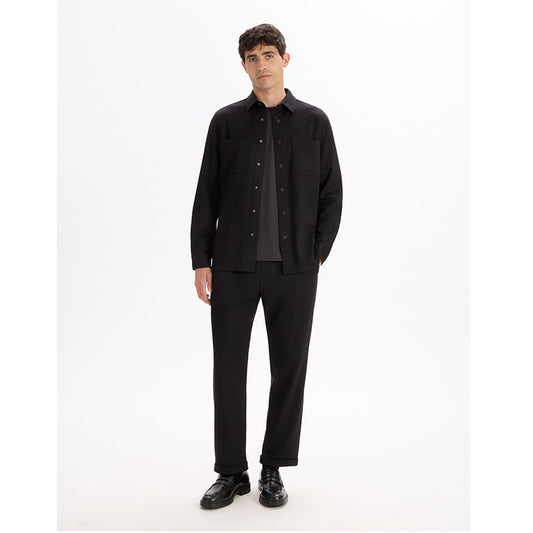 Textured 2-Pocket Overshirt - Black