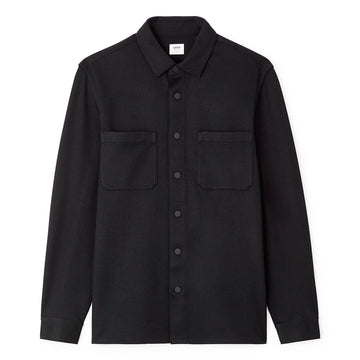 Textured 2-Pocket Overshirt - Black