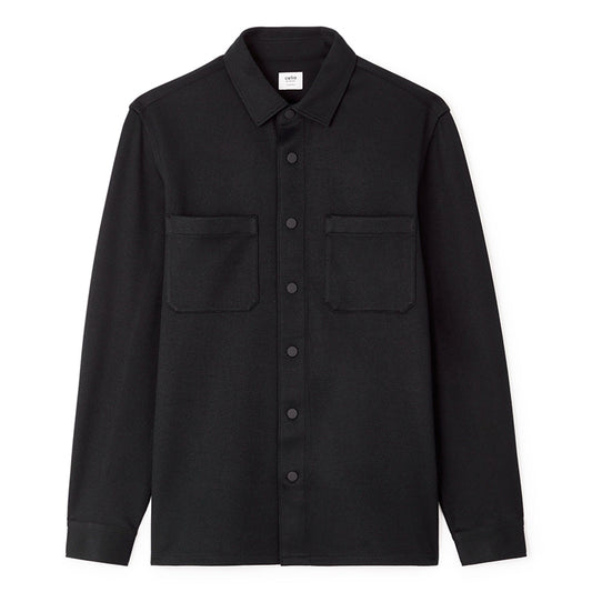 Textured 2-Pocket Overshirt - Black
