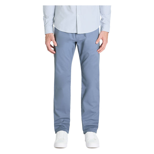 Stretch Cotton Straight Pants - Light Blue