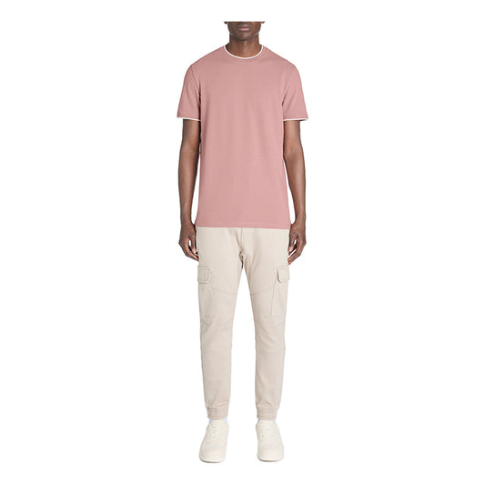 Stretch Cotton Striped Straight-Neck T-Shirt - Purple