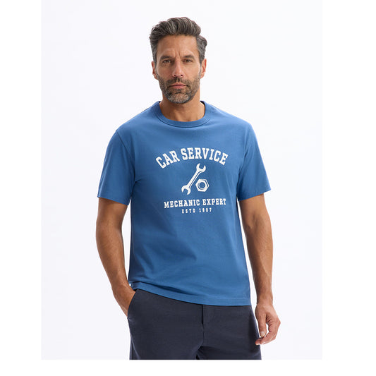 100% Cotton Boxy Crew Neck T-Shirt - Navy